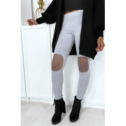 Legging gris avec résille aux genoux - 2