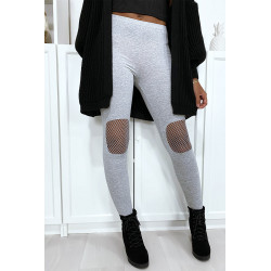 Legging gris avec résille aux genoux - 3