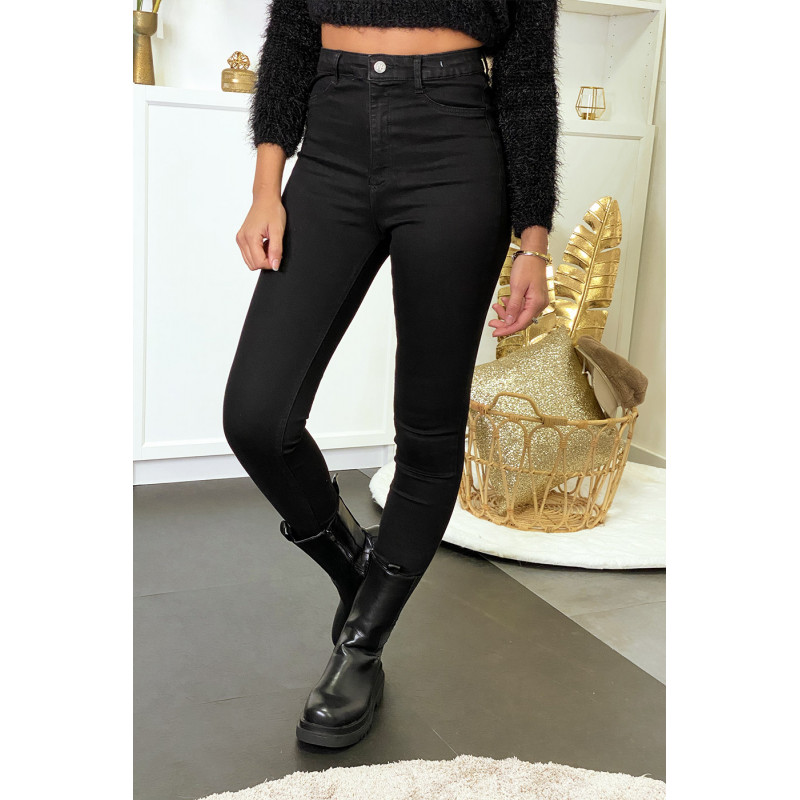 Pantalon jeans slim noir avec poches arrières - 4