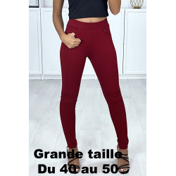 Pantalon slim bordeaux en grande taille avec 5 poches - 2