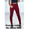 Pantalon slim bordeaux en grande taille avec 5 poches - 2