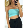 Bandeau bleu turquoise avec strass - 1