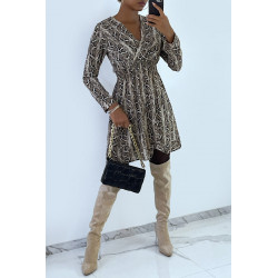 Robe motif python croisé au buste avec élastique à la taille - 6