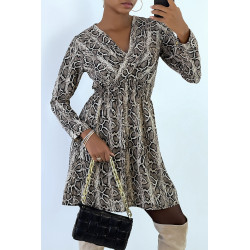 Robe motif python croisé au buste avec élastique à la taille - 7