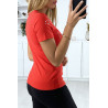 T-shirt rouge avec strass au buste - 5