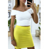 Mini jupe jaune en matière côtelé - 2