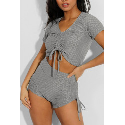 Ensemble push up yoga short et crop top gris - 1