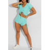 Ensemble push up yoga short et crop top turquoise - 3