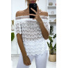 Blouse blanche en dentelle avec col bateau - 2