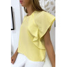 Blouse jaune à volant avec trois boutons à l'épaules - 3