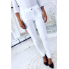 Pantalon slim Blanc, basic avec poche avant et arrière - 4