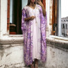 Longue robe ample satiné lilas motif fleuris - 3