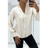 Blouse beige fluide col V - 2