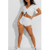 Ensemble push up yoga short et crop top blanc - 1