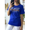 T-shirt royal avec écriture et strass - 2