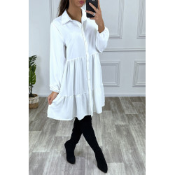 Robe chemise blanche à volant et boutons - 2