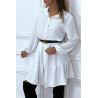 Robe chemise blanche à volant et boutons - 3