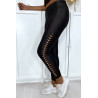 Legging noir brillant très extensible avec accessoire sur les cotés - 5