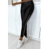 Legging noir brillant très extensible avec accessoire sur les cotés - 6