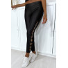 Legging noir brillant très extensible avec accessoire sur les cotés - 7