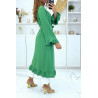 Abaya kimono vert avec volant et ceinture - 4