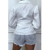 Chemise blanche avec manches bouffante et ceinture intégré - 1