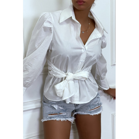 Chemise blanche avec manches bouffante et ceinture intégré - 6