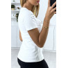 T-shirt blanc avec strass au buste - 5