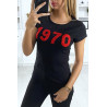 T-shirt noir avec écriture 1970 - 1