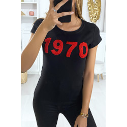 T-shirt noir avec écriture 1970 - 3