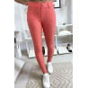Pantalon slim rose avec poche et boutons strass. Mode femme 9934 - 2