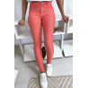Pantalon slim rose avec poche et boutons strass. Mode femme 9934 - 3