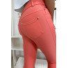 Pantalon slim rose avec poche et boutons strass. Mode femme 9934 - 7
