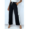 Pantalon palazzo noir avec bande blanche - 2