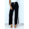 Pantalon palazzo noir avec bande blanche - 8