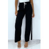 Pantalon palazzo noir avec bande blanche - 11