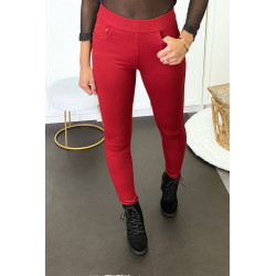 Pantalon slim bordeaux avec 5 poches - 2