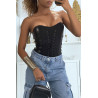 Bustier en similicuir avec lacets - 4