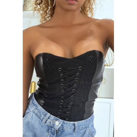 Bustier en similicuir avec lacets - 5