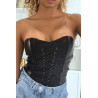 Bustier en similicuir avec lacets - 5