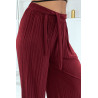 Pantalon palazzo bordeaux plissé à motif - 3