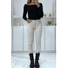 Jean slim beige extensible avec poches et fermeture zip - 1