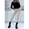 Jean slim beige extensible avec poches et fermeture zip - 2