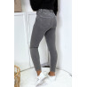 Jeans gris en taille haute très extensible avec poches - 4