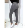 Jeans gris en taille haute très extensible avec poches - 6