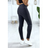 Jeans slim en anthracite déchiré aux genoux avec poches à l'arrière - 4