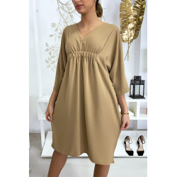 Robe classe camel à manches courtes - 1