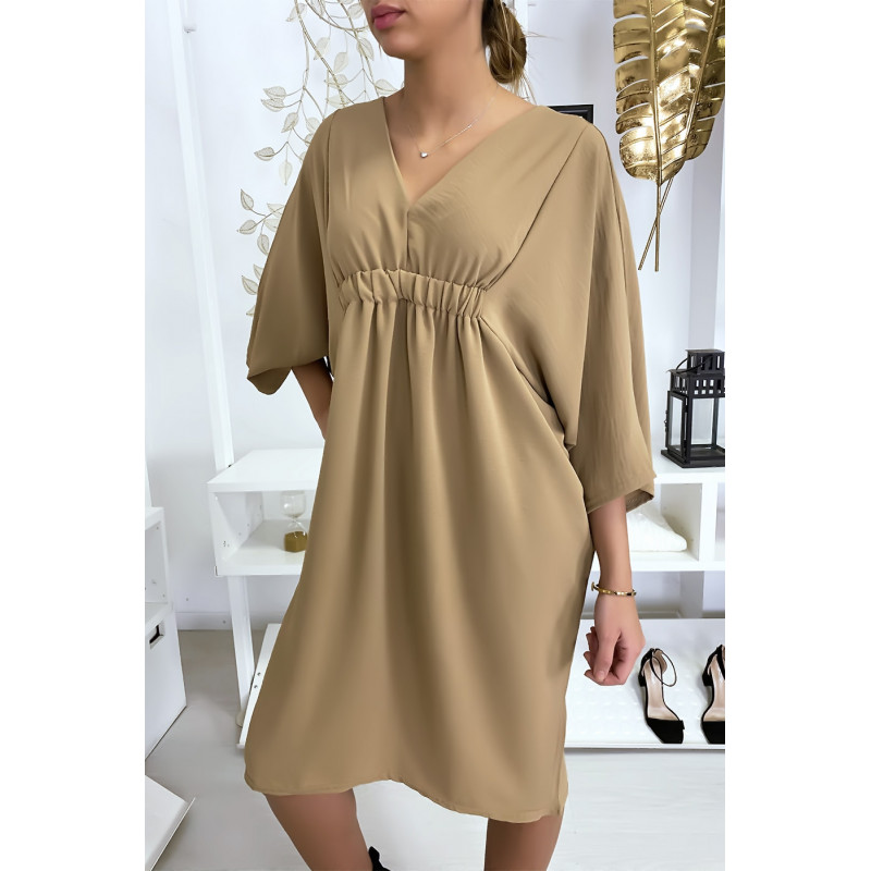 Robe classe camel à manches courtes - 2