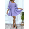 Robe violette évasée à col coeur froncé sur plusieurs endroit - 3