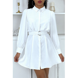 Robe chemise blanche boutonné avec ceinture - 5